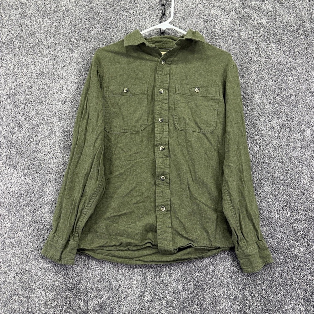 RedHead Shirt Mens Small Green Solid Flannel Long Sleeve Button Pockets Casual